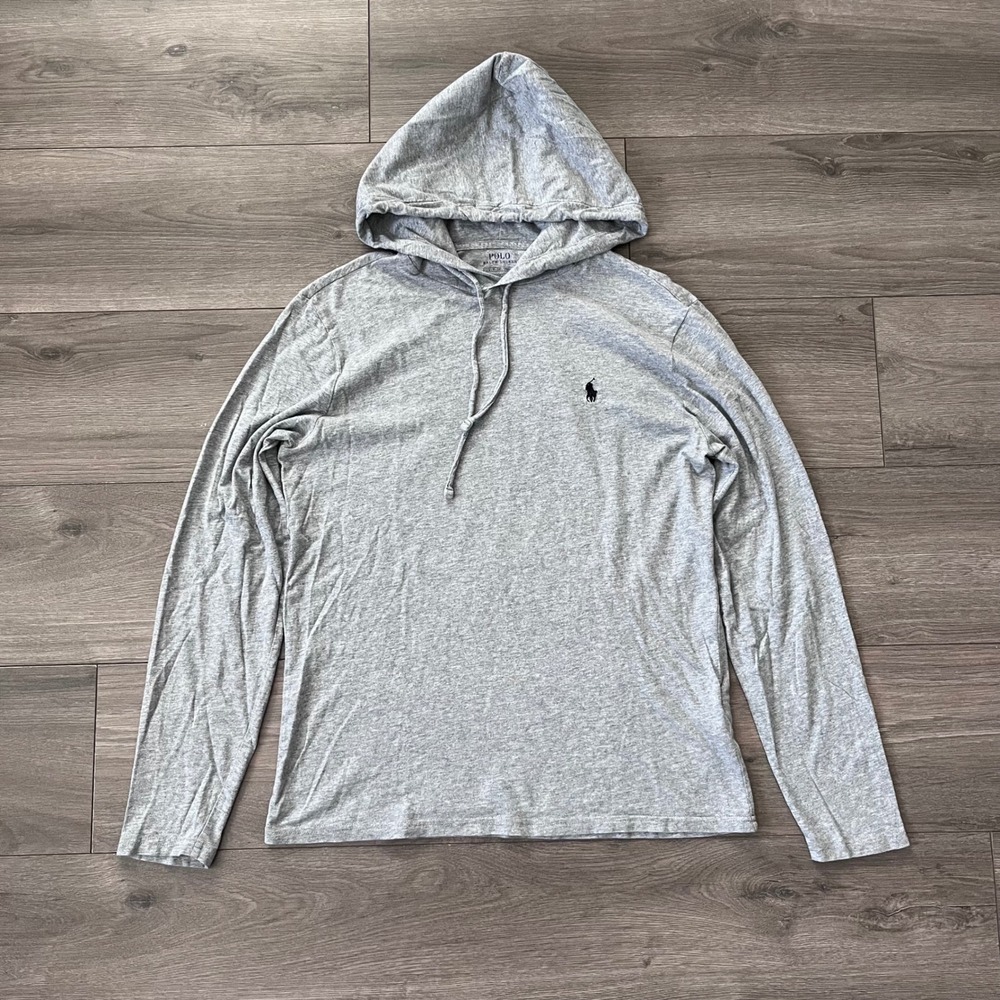 Polo Ralph Lauren Mens Gray Long Sleeve Hooded T-Shirt Small Pony Logo Hoodie